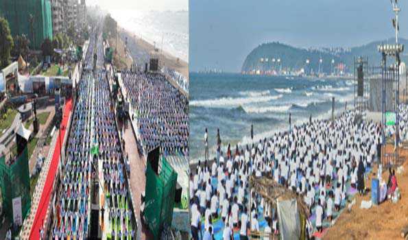 आंध्र प्रदेश के एलुरु जिले में 5,617 स्थानों पर योग का आयोजन