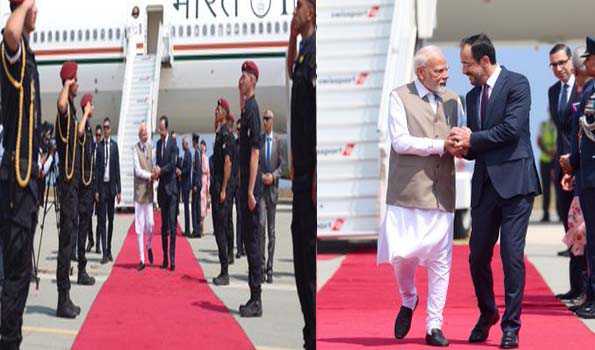 मोदी तीन देशों की यात्रा के पहले चरण में साइप्रस पहुंचे