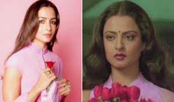 फिल्म ‘सिलसिला’ के रेखा वाले लुक में नजर आयी आलिया, चांदनी लुक से लूटी महफिल