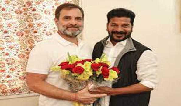राहुल गांधी ने रेवंत रेड्डी को दी बधाई