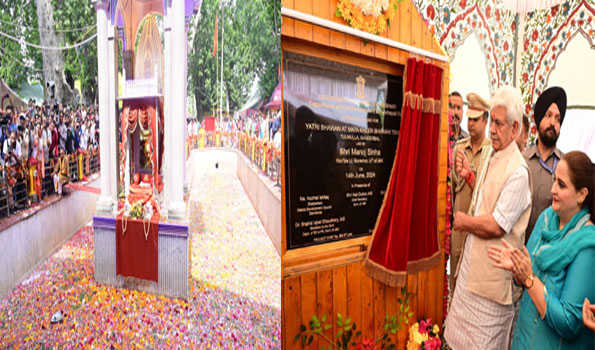 सिन्हा ने माता खीर भवानी मंदिर में यात्री भवन का किया शिलान्यास