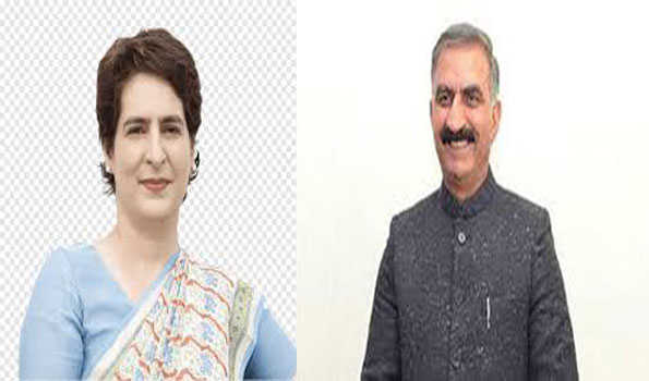 सुक्खू ने प्रियंका गांधी को सांसद  के रूप में शपथ लेने पर दी बधाई
